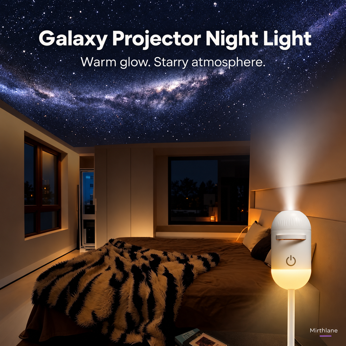 2-in-1 Galaxy Projector Night Light | USB Touch Lamp